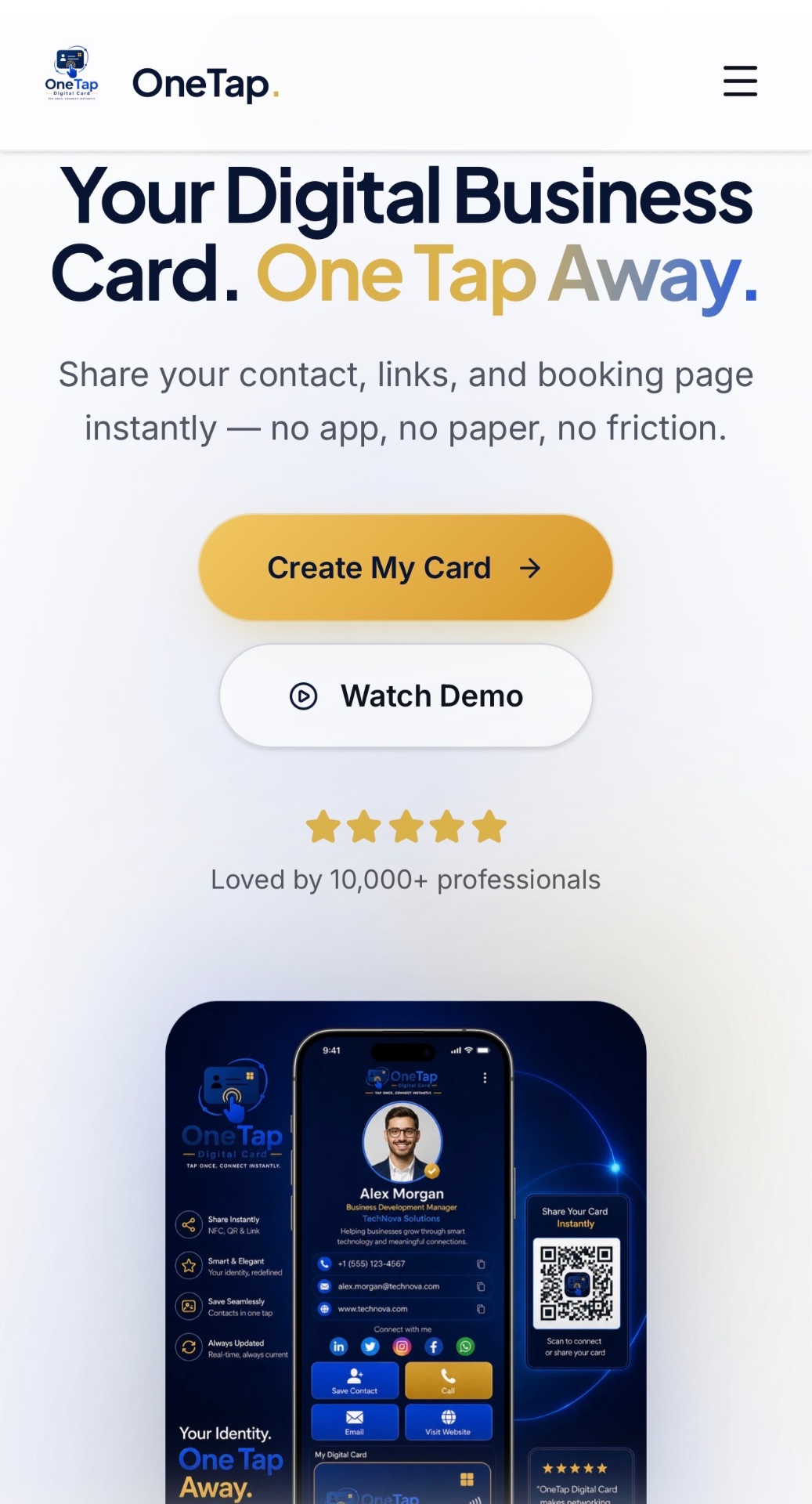 OneTap Digital Card screenshot